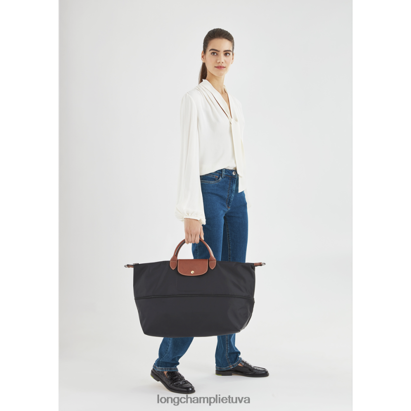Longchamp le pliage originalus kelioninis krepšys, plečiamas juodas moterys krepšiai X6B2TB819