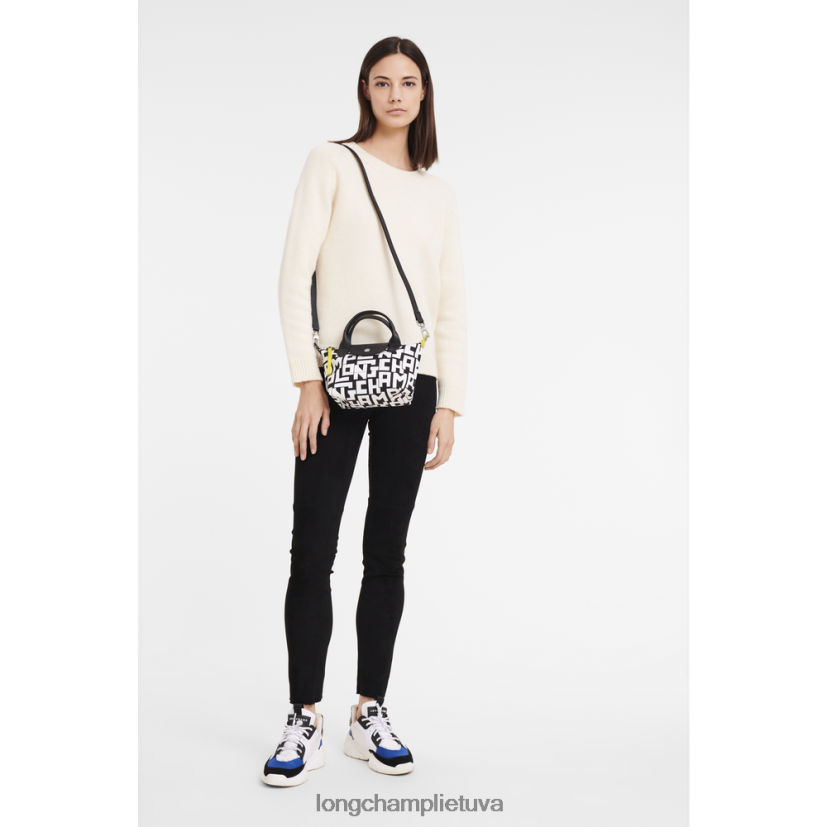 Longchamp le pliage lgp rankinė juoda balta moterys krepšiai X6B2TB89