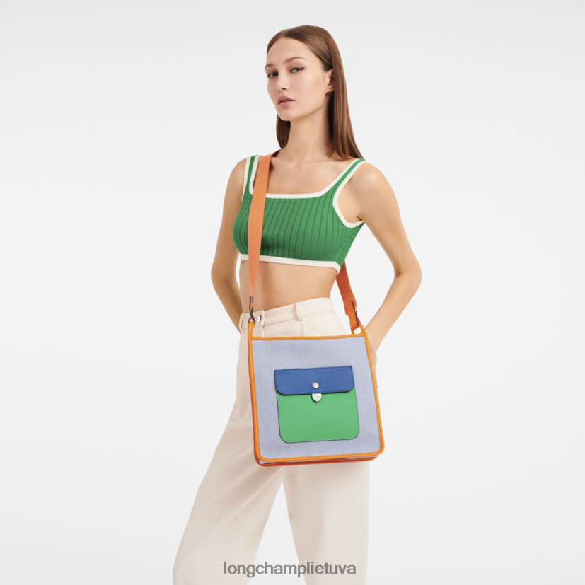 Longchamp le foulonne užsegamas kryžminio kūno krepšys mėlyna/oranžinė moterys krepšiai X6B2TB260