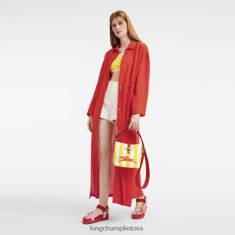 Longchamp roseau esminis kibiras geltona/balta moterys krepšiai X6B2TB245