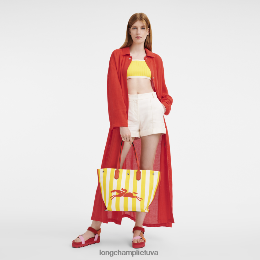 Longchamp roseau esminis krepšys geltona/balta moterys krepšiai X6B2TB364