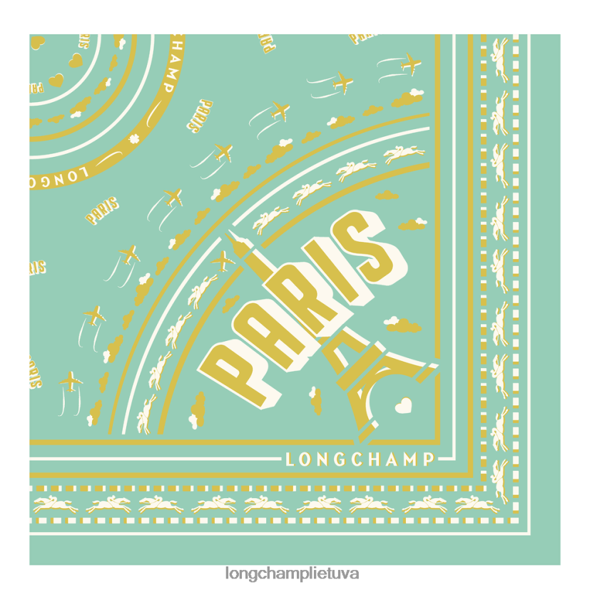 Longchamp 2023 pavasario/vasaros kolekcijos šilkinis šalikas 50 celadonas moterys priedai X6B2TB1017