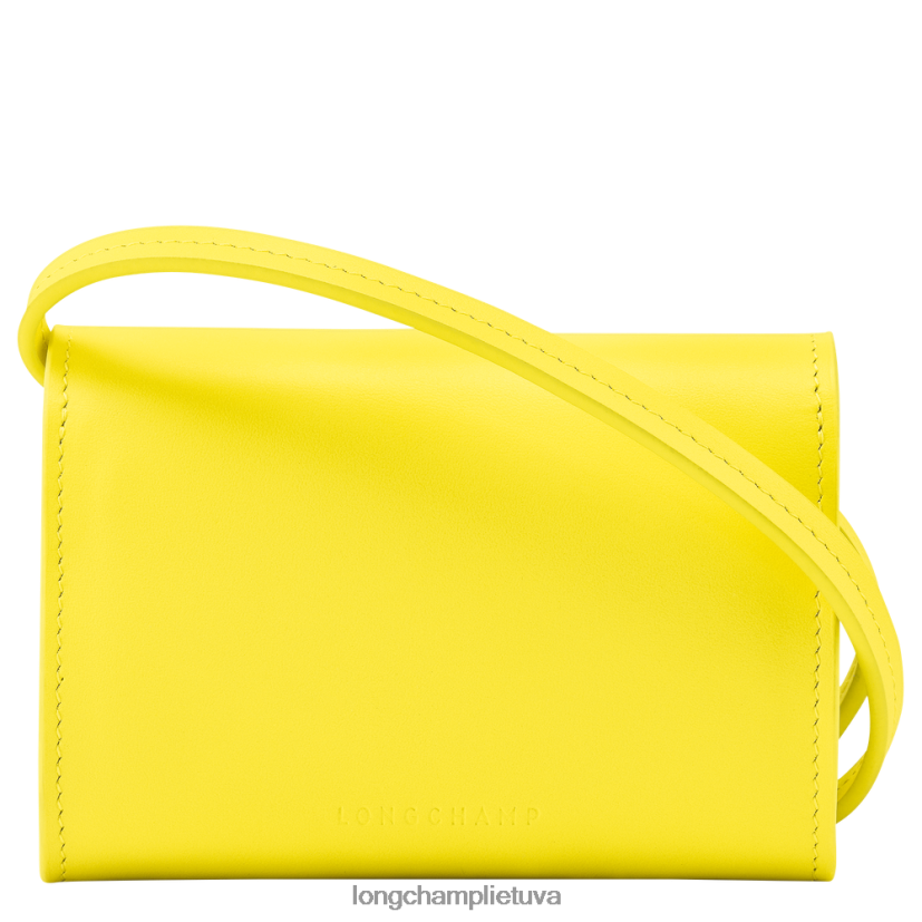 Longchamp „box-trot“ piniginė su odiniais nėriniais citrina moterys odos gaminiai X6B2TB514
