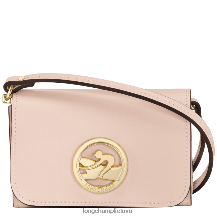 Longchamp „box-trot“ piniginė su petnešėlėmis blyškiai rožinė moterys odos gaminiai X6B2TB519