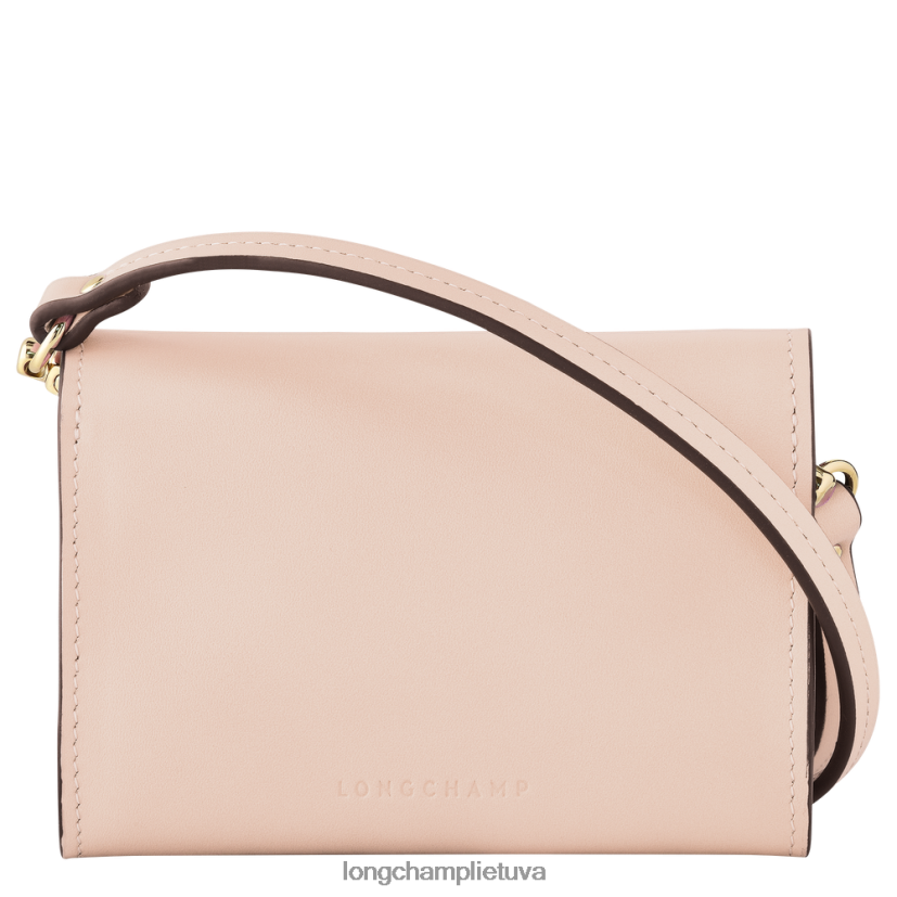 Longchamp „box-trot“ piniginė su petnešėlėmis blyškiai rožinė moterys odos gaminiai X6B2TB519