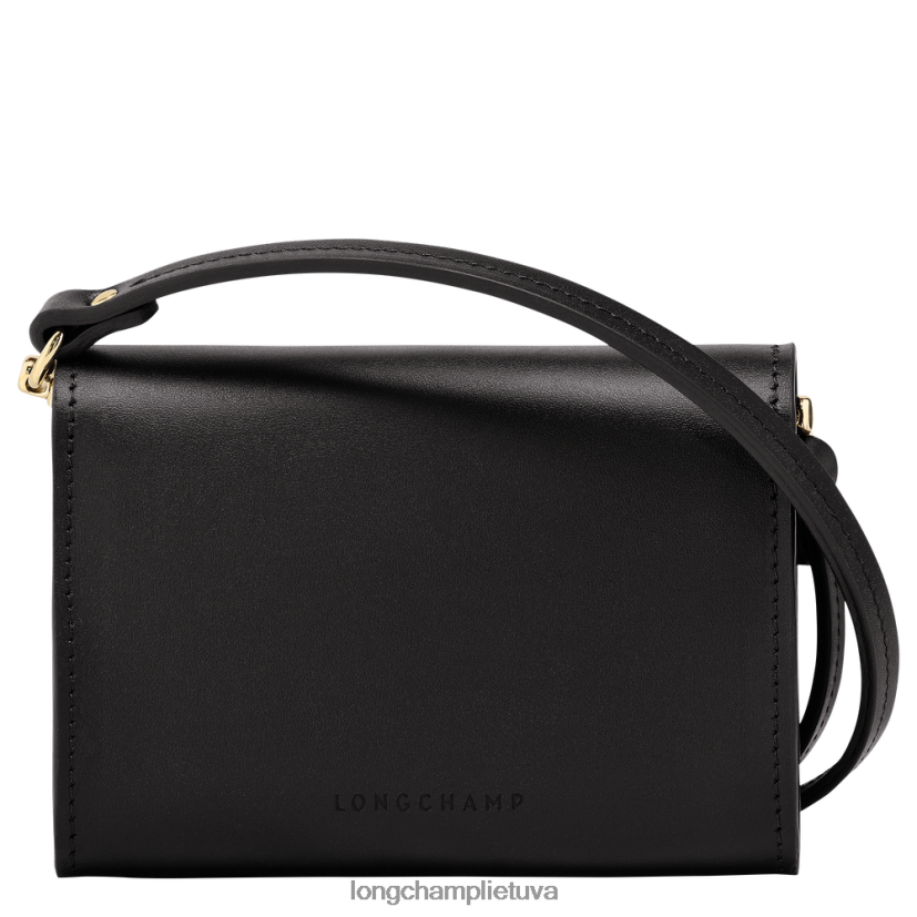 Longchamp „box-trot“ piniginė su petnešėlėmis juodas moterys odos gaminiai X6B2TB516
