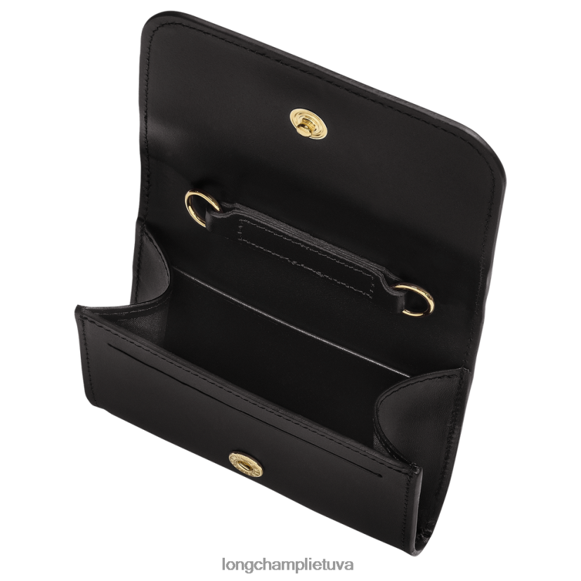 Longchamp „box-trot“ piniginė su petnešėlėmis juodas moterys odos gaminiai X6B2TB516