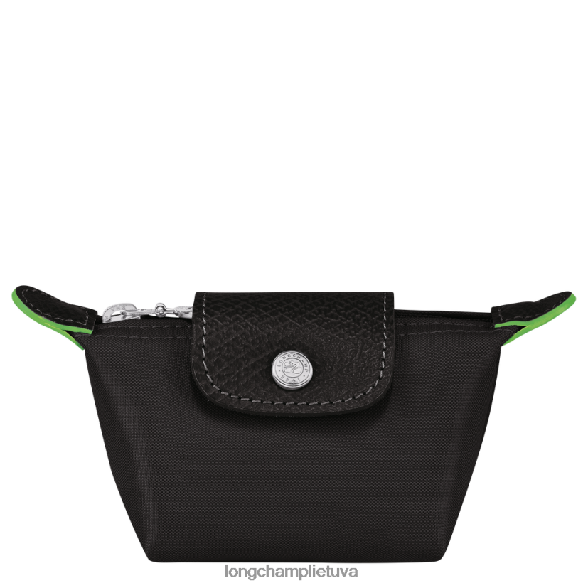 Longchamp le pliage žalios monetos piniginė juodas moterys odos gaminiai X6B2TB506