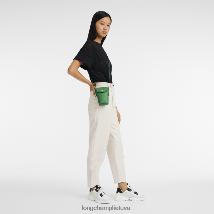 Longchamp epure telefono dėklas su odiniais nėriniais žalias moterys odos gaminiai X6B2TB709