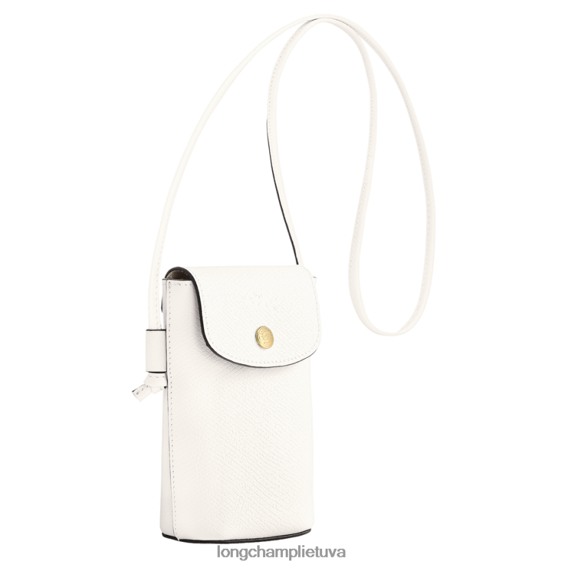 Longchamp epure telefono dėklas su odiniais nėriniais baltas moterys odos gaminiai X6B2TB707