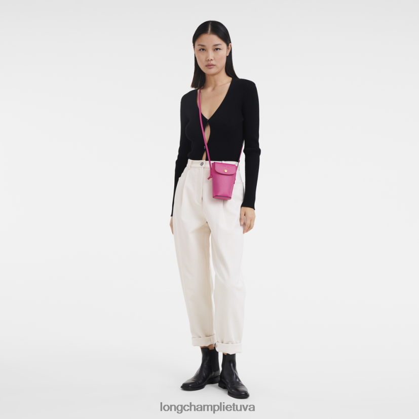 Longchamp epure telefono dėklas su odiniais nėriniais fuksija moterys odos gaminiai X6B2TB710