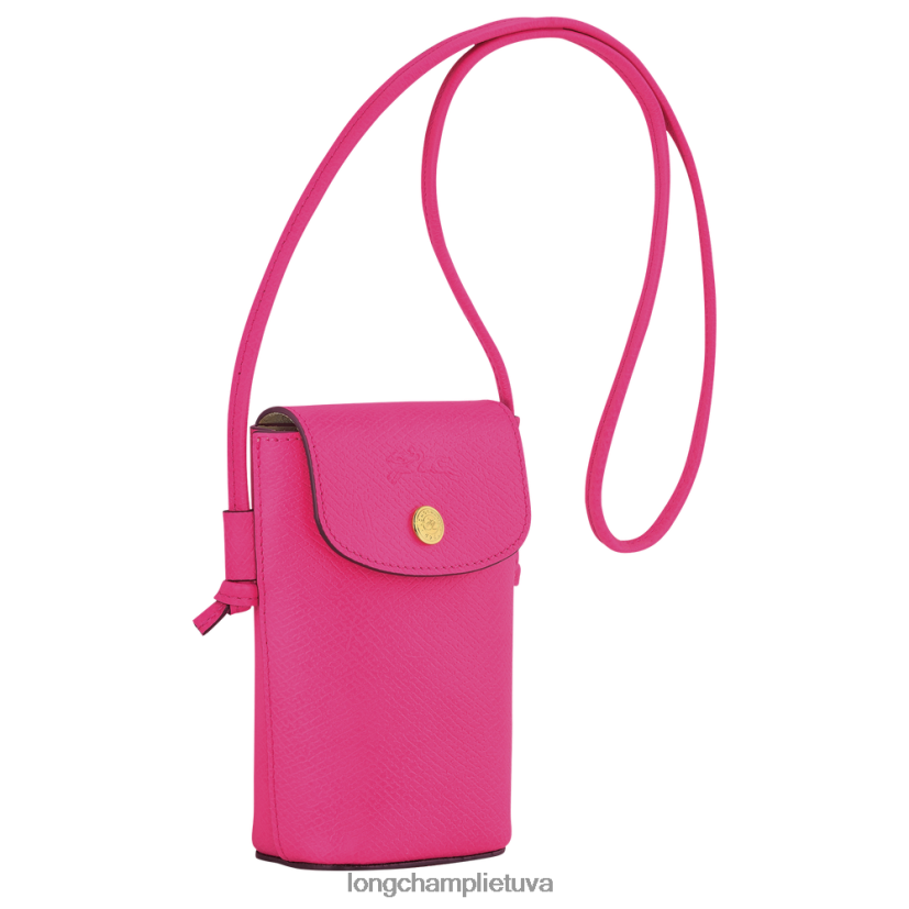 Longchamp epure telefono dėklas su odiniais nėriniais fuksija moterys odos gaminiai X6B2TB710