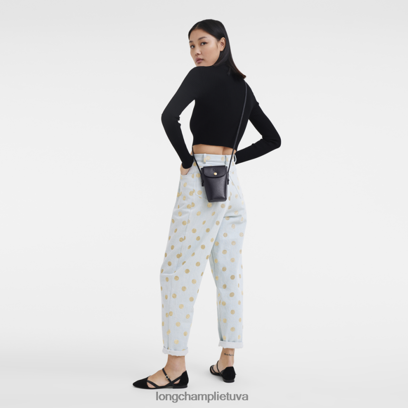 Longchamp epure telefono dėklas su odiniais nėriniais juodas moterys odos gaminiai X6B2TB706