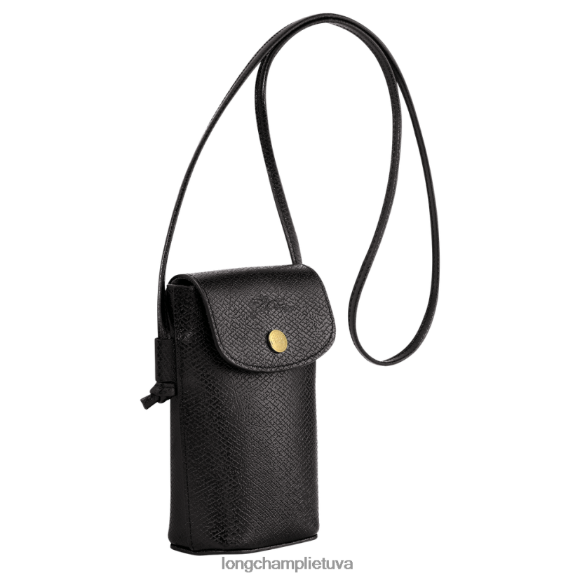 Longchamp epure telefono dėklas su odiniais nėriniais juodas moterys odos gaminiai X6B2TB706