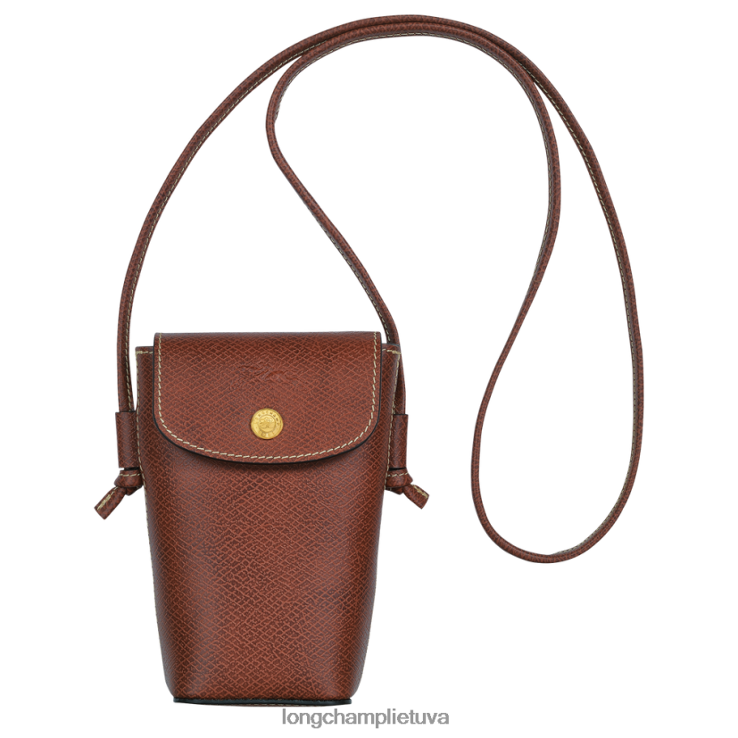 Longchamp epure telefono dėklas su odiniais nėriniais rudas moterys odos gaminiai X6B2TB708