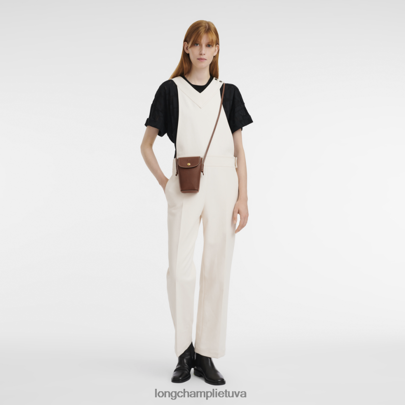 Longchamp epure telefono dėklas su odiniais nėriniais rudas moterys odos gaminiai X6B2TB708