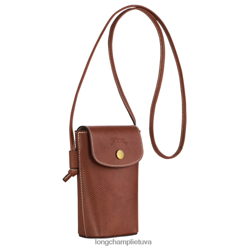 Longchamp epure telefono dėklas su odiniais nėriniais rudas moterys odos gaminiai X6B2TB708