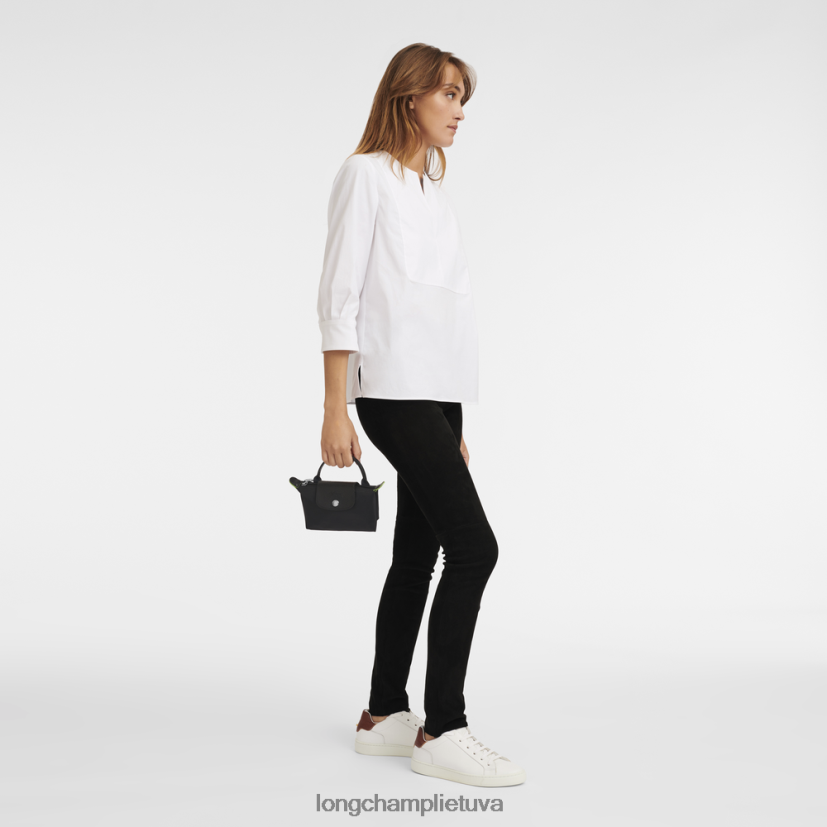 Longchamp le pliage žalias maišelis su rankena juodas moterys odos gaminiai X6B2TB669
