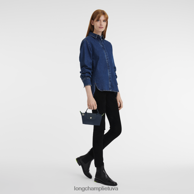 Longchamp le pliage žalias maišelis su rankena karinis jūrų laivynas moterys odos gaminiai X6B2TB673