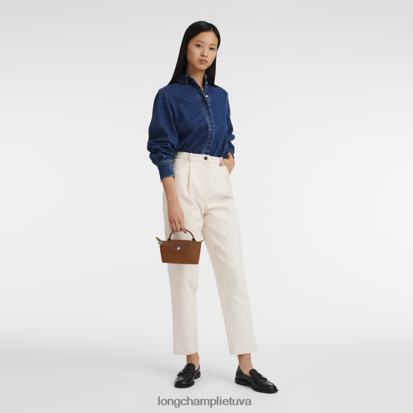 Longchamp le pliage žalias maišelis su rankena konjako moterys odos gaminiai X6B2TB671