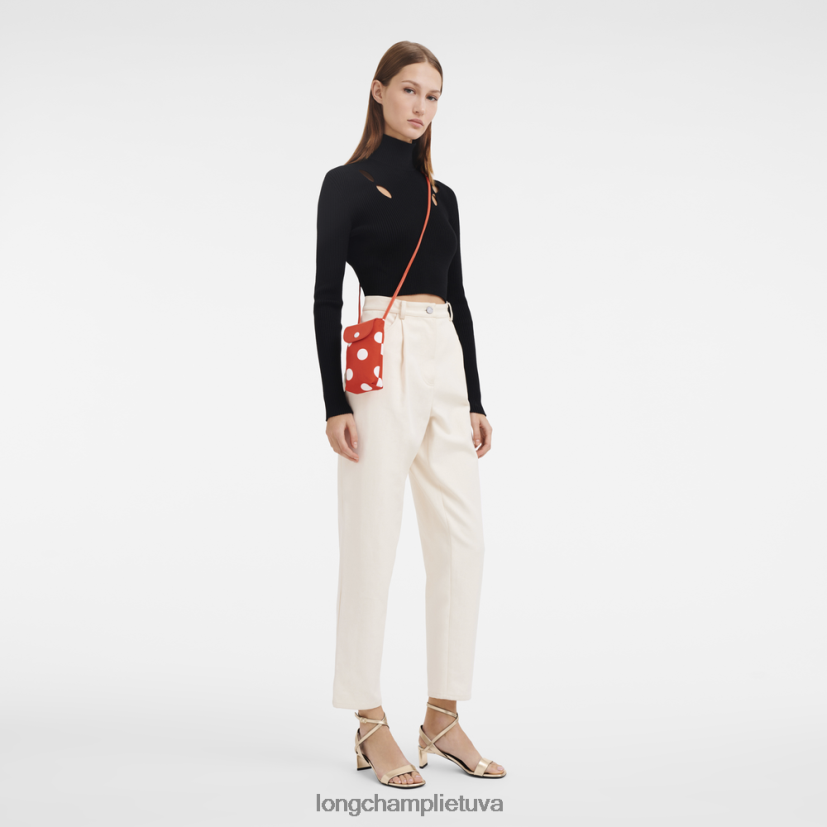 Longchamp le pliage collection telefono dėklas su odiniais nėriniais oranžinė moterys odos gaminiai X6B2TB676