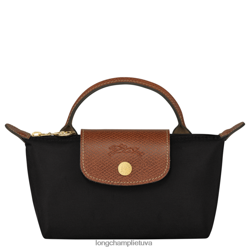 Longchamp le pliage originalus maišelis su rankena juodas moterys odos gaminiai X6B2TB662