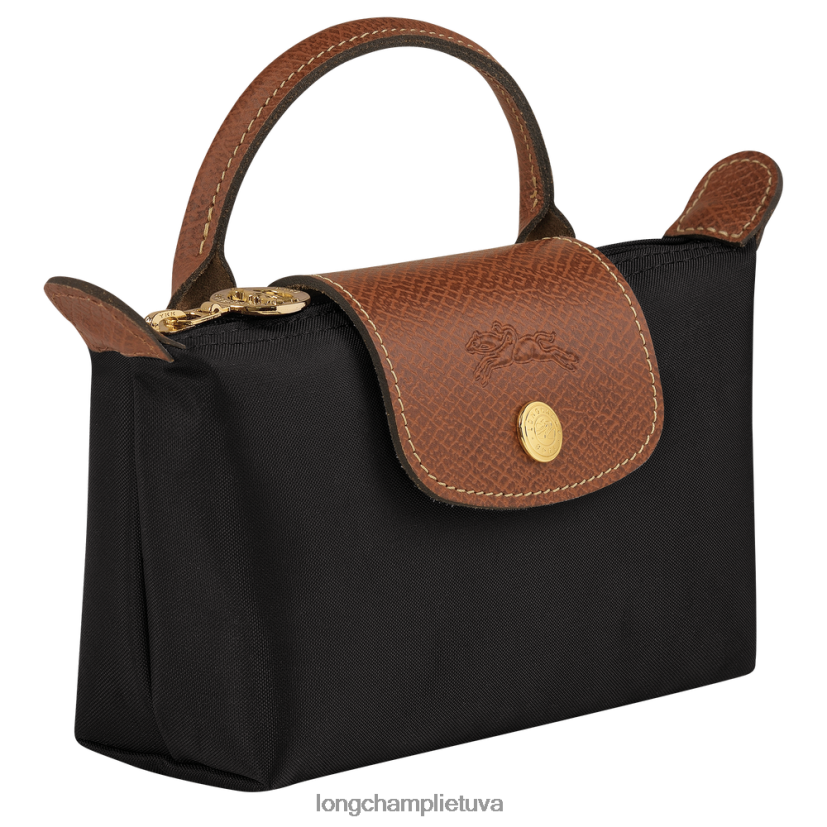 Longchamp le pliage originalus maišelis su rankena juodas moterys odos gaminiai X6B2TB662