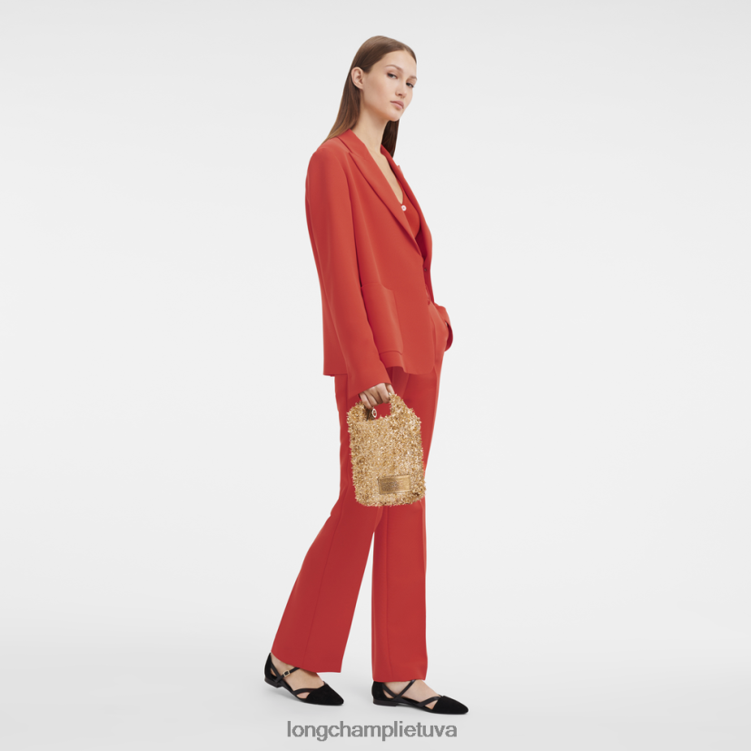 Longchamp le pliage surinkimo maišelis auksas moterys odos gaminiai X6B2TB221