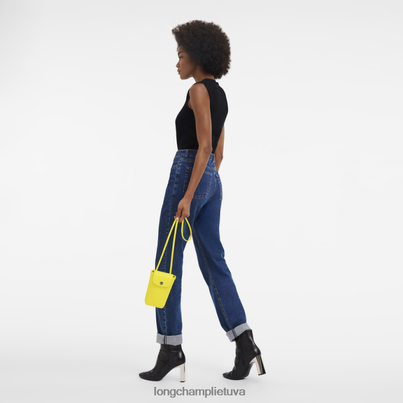 Longchamp le pliage xtra telefono dėklas su odiniais nėriniais citrina moterys odos gaminiai X6B2TB719