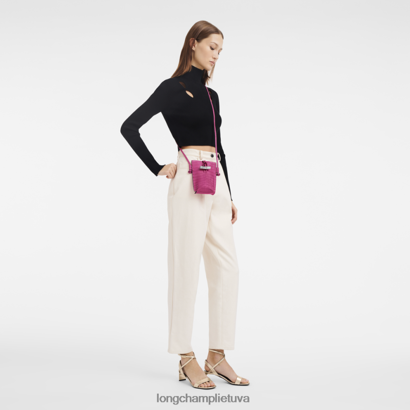 Longchamp roseau croco telefono dėklas su nėriniais fuksija moterys odos gaminiai X6B2TB689