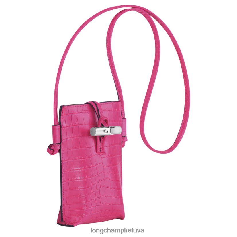 Longchamp roseau croco telefono dėklas su nėriniais fuksija moterys odos gaminiai X6B2TB689