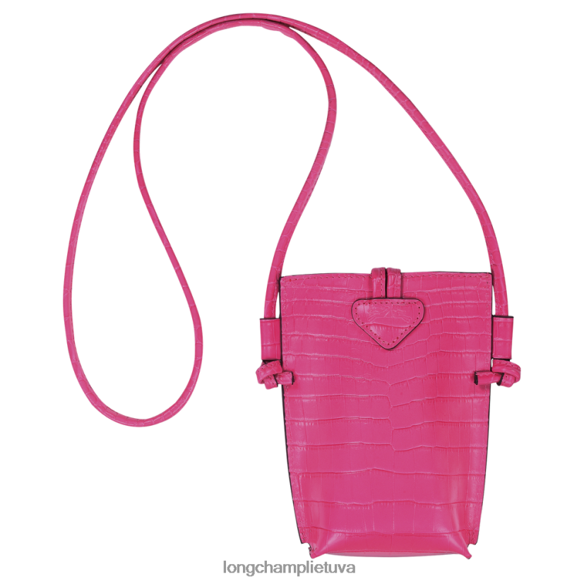 Longchamp roseau croco telefono dėklas su nėriniais fuksija moterys odos gaminiai X6B2TB689
