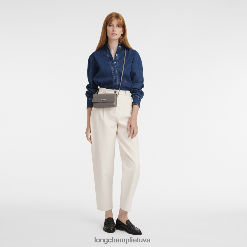 Longchamp roseau esminė sankaba pilka moterys odos gaminiai X6B2TB11