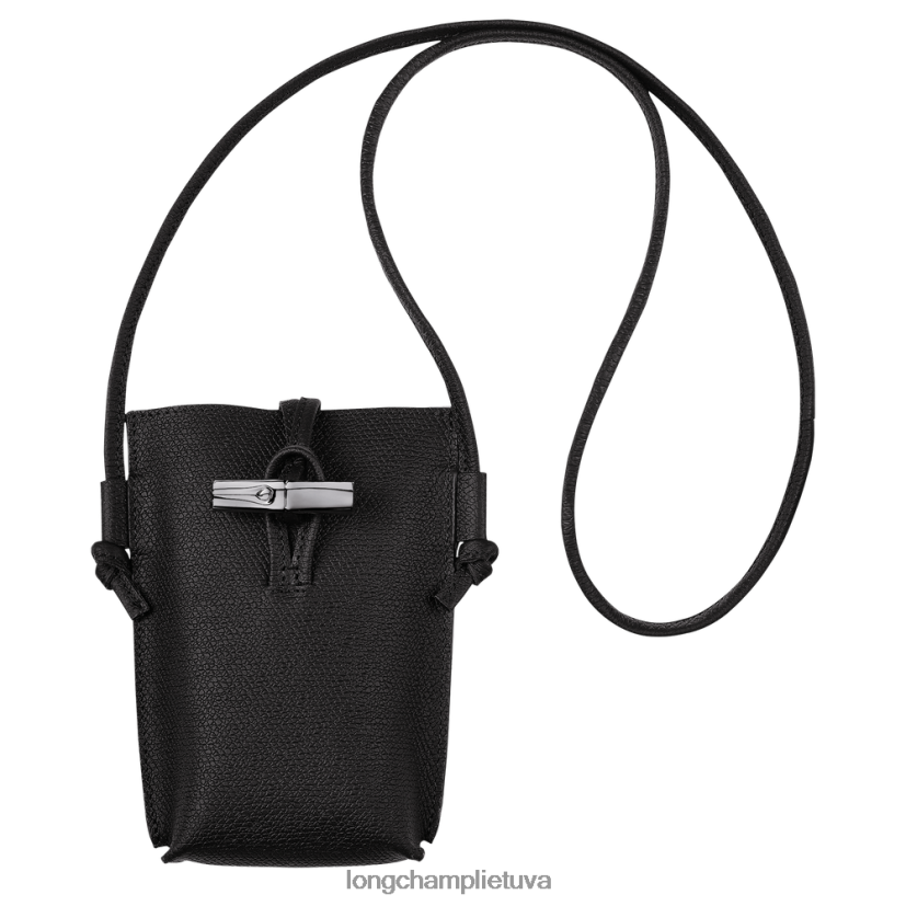 Longchamp roseau telefono dėklas su nėriniais juodas moterys odos gaminiai X6B2TB683