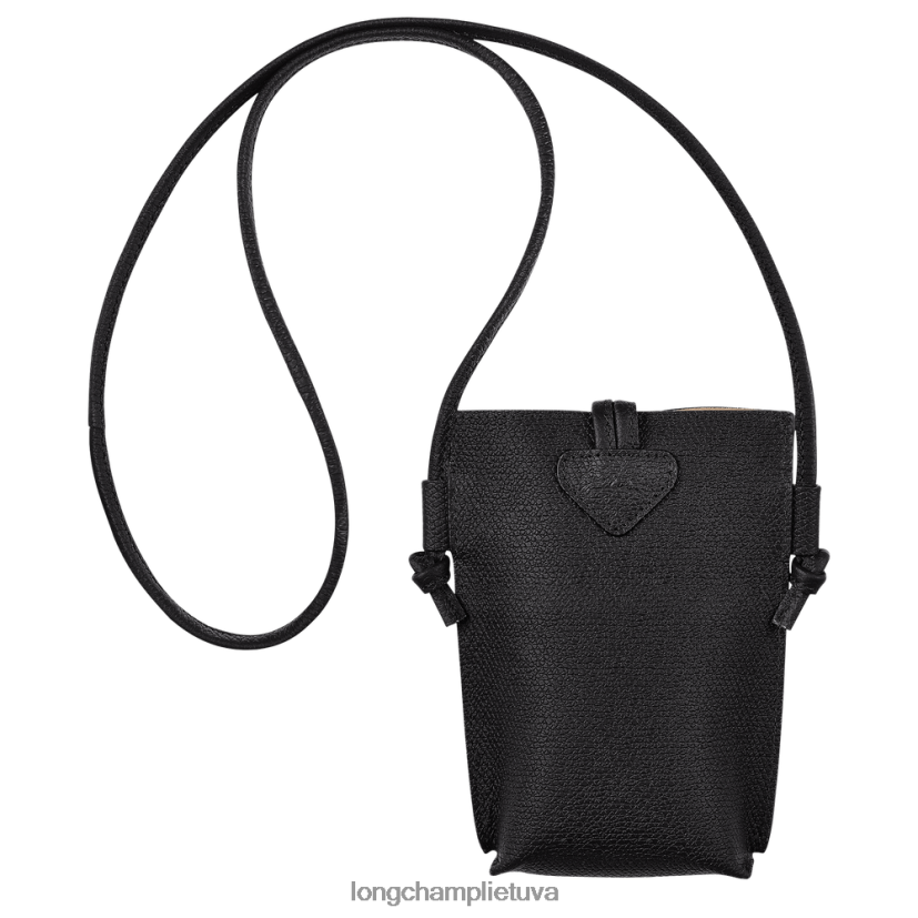 Longchamp roseau telefono dėklas su nėriniais juodas moterys odos gaminiai X6B2TB683