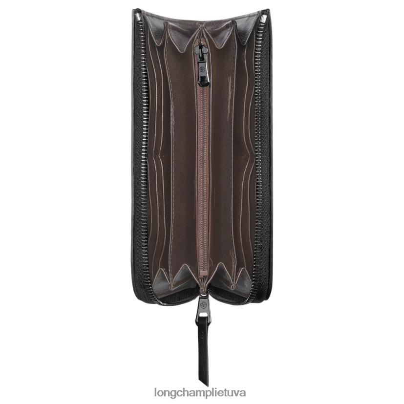 Longchamp 3D piniginė su užtrauktuku aplink juodas moterys odos gaminiai X6B2TB620