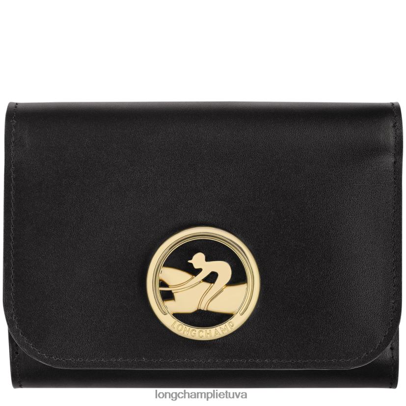 Longchamp box-trot piniginė juodas moterys odos gaminiai X6B2TB554