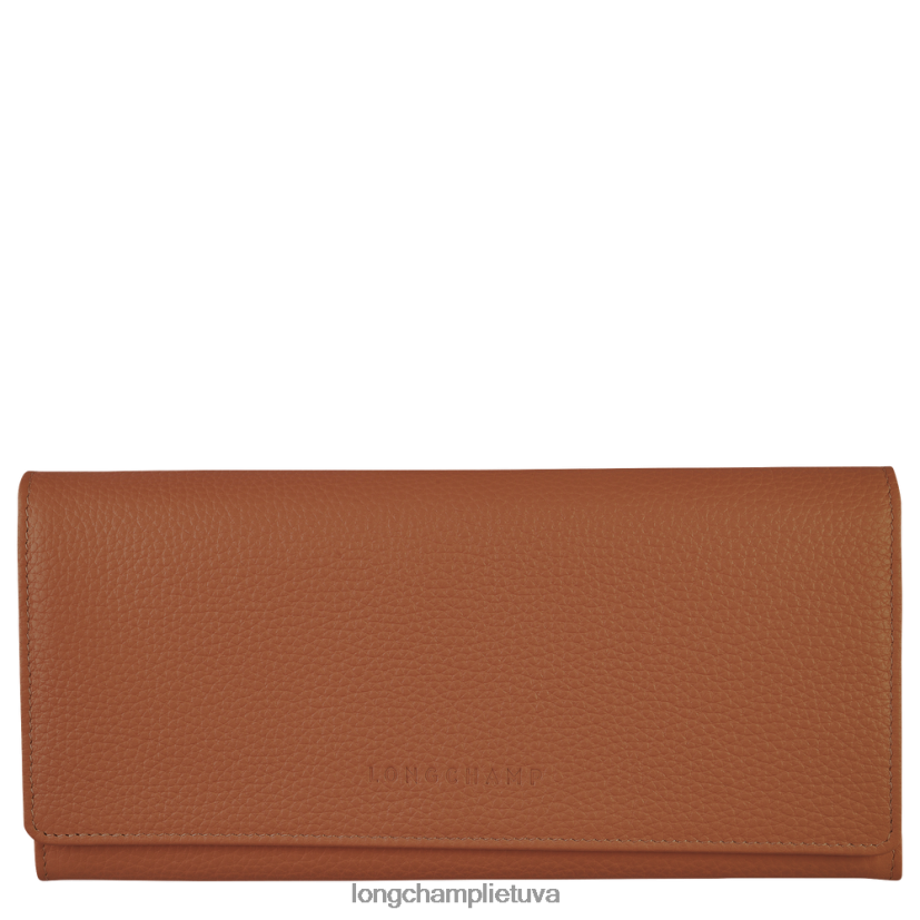 Longchamp le foulonne kontinentinė piniginė karamelė moterys odos gaminiai X6B2TB604