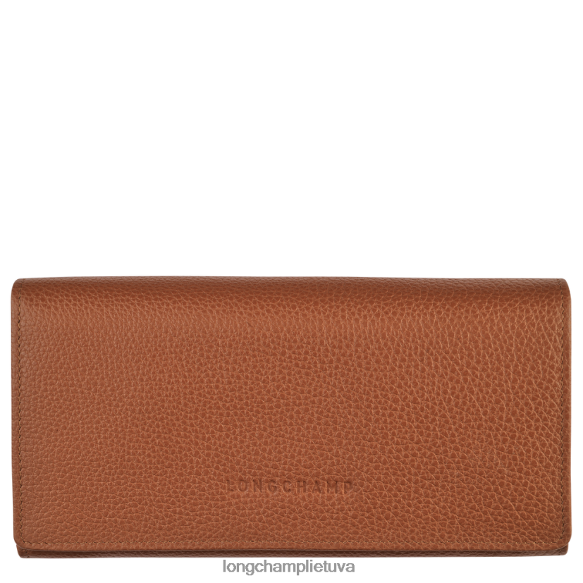 Longchamp le foulonne kontinentinė piniginė karamelė moterys odos gaminiai X6B2TB610
