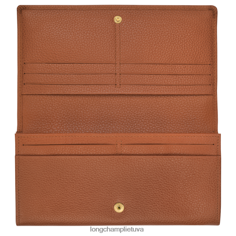 Longchamp le foulonne kontinentinė piniginė karamelė moterys odos gaminiai X6B2TB610