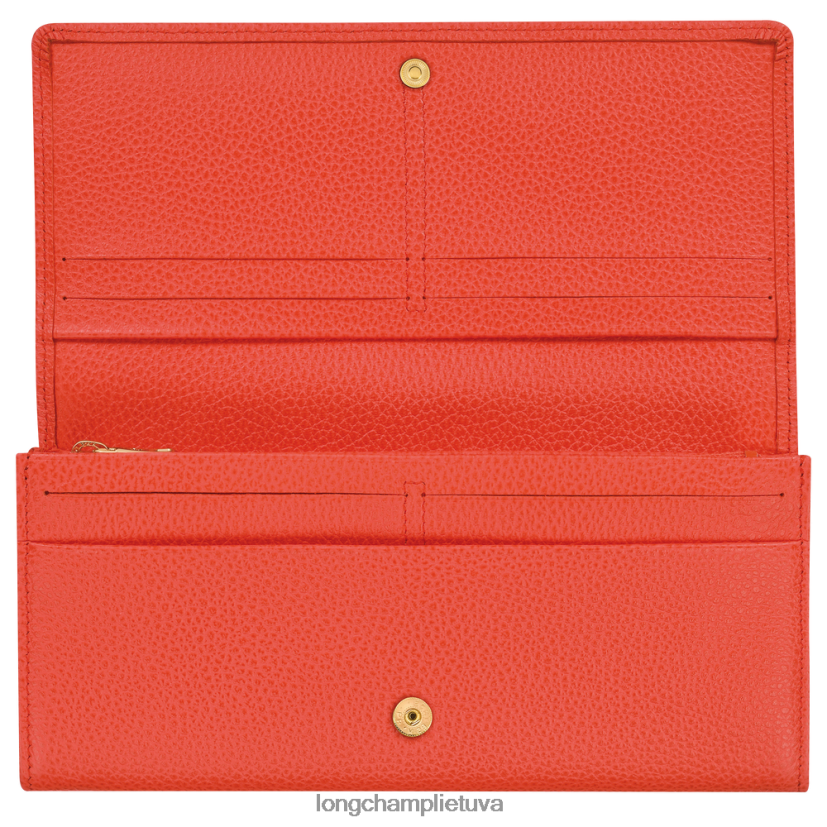 Longchamp le foulonne kontinentinė piniginė oranžinė moterys odos gaminiai X6B2TB603