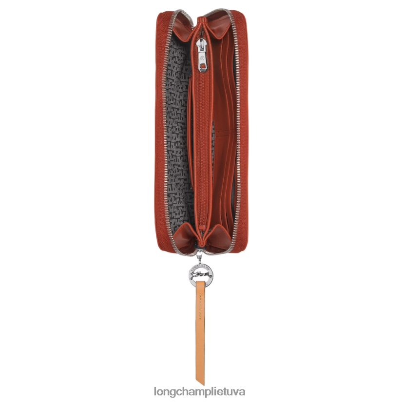 Longchamp le pliage miesto piniginė su užtrauktuku aplink terakotos moterys odos gaminiai X6B2TB551