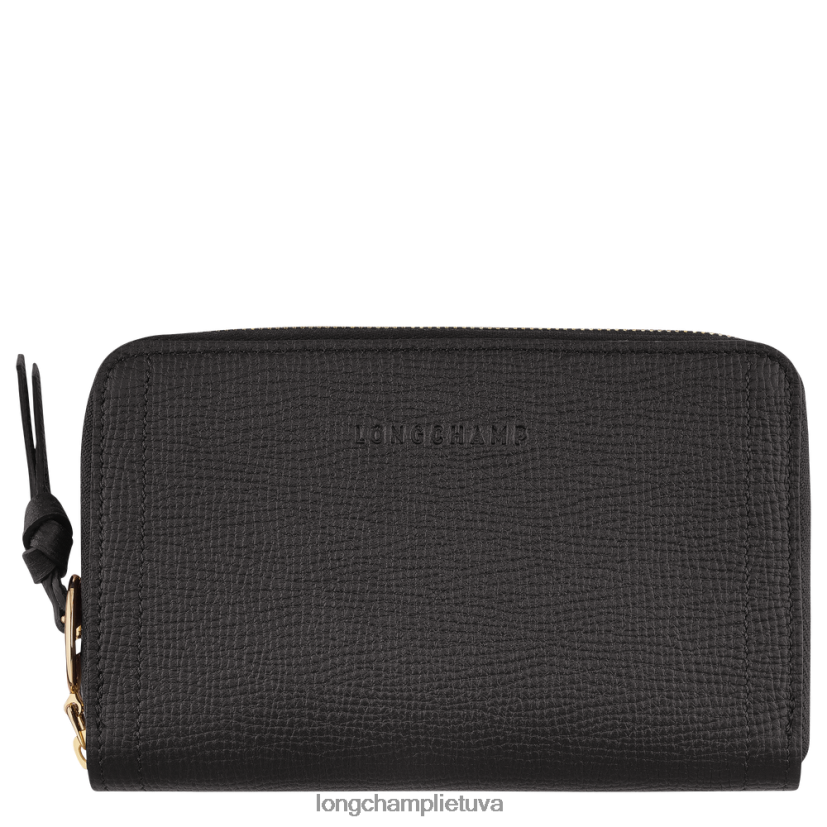 Longchamp pašto dėžutės piniginė juodas moterys odos gaminiai X6B2TB613