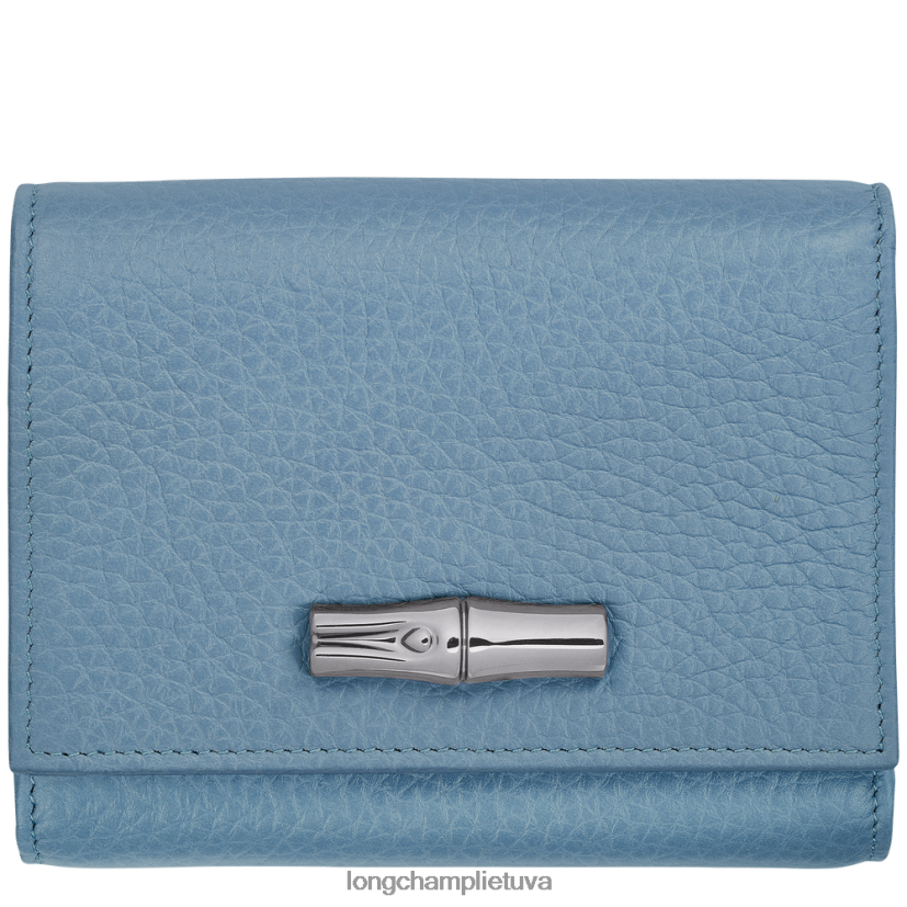 Longchamp roseau esminė piniginė šiferis moterys odos gaminiai X6B2TB574
