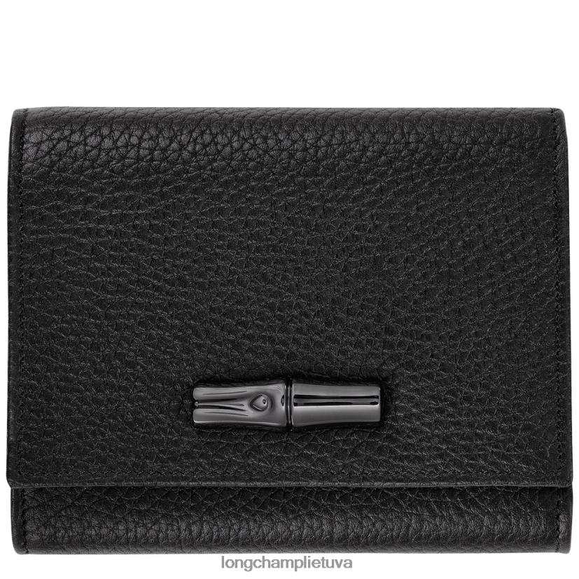 Longchamp roseau esminė piniginė juodas moterys odos gaminiai X6B2TB571