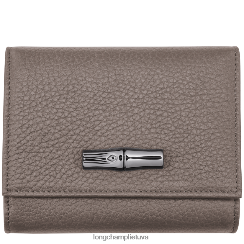 Longchamp roseau esminė piniginė pilka moterys odos gaminiai X6B2TB573
