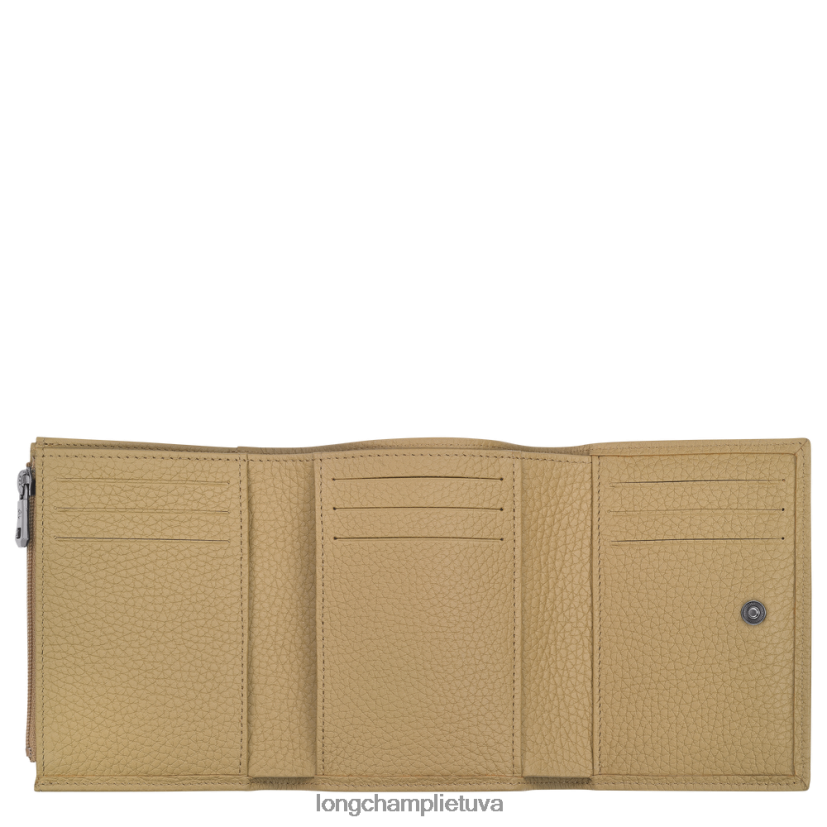 Longchamp roseau esminė piniginė smėlio spalvos moterys odos gaminiai X6B2TB572
