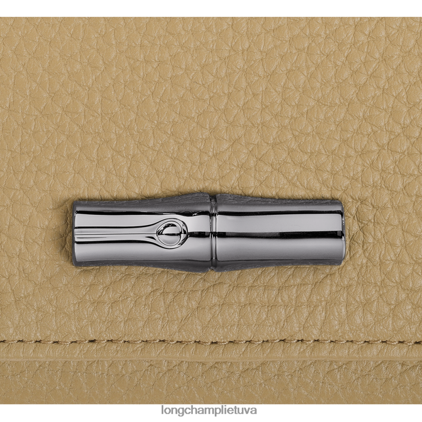 Longchamp roseau esminė piniginė smėlio spalvos moterys odos gaminiai X6B2TB572
