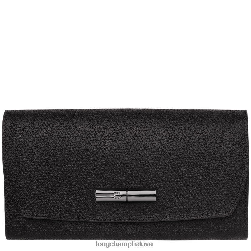 Longchamp roseau kontinentinė piniginė juodas moterys odos gaminiai X6B2TB587