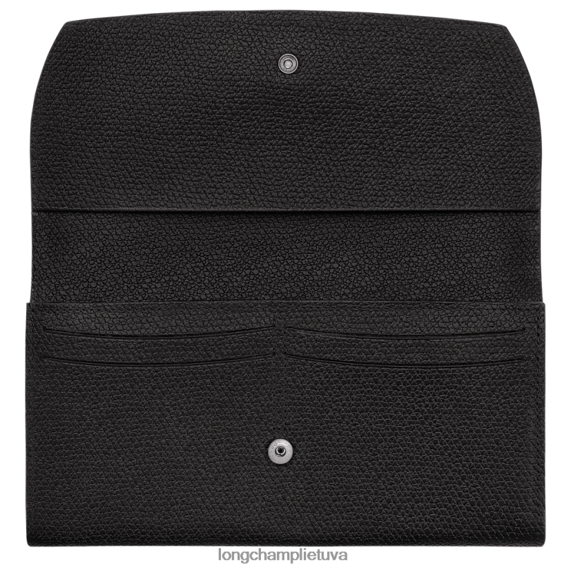Longchamp roseau kontinentinė piniginė juodas moterys odos gaminiai X6B2TB587
